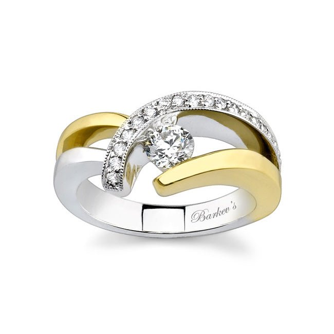 Two Tone Diamond Engagement Ring