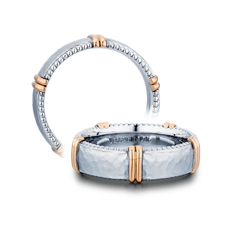 Verragio Rose Gold Hammered Men's Wedding Band