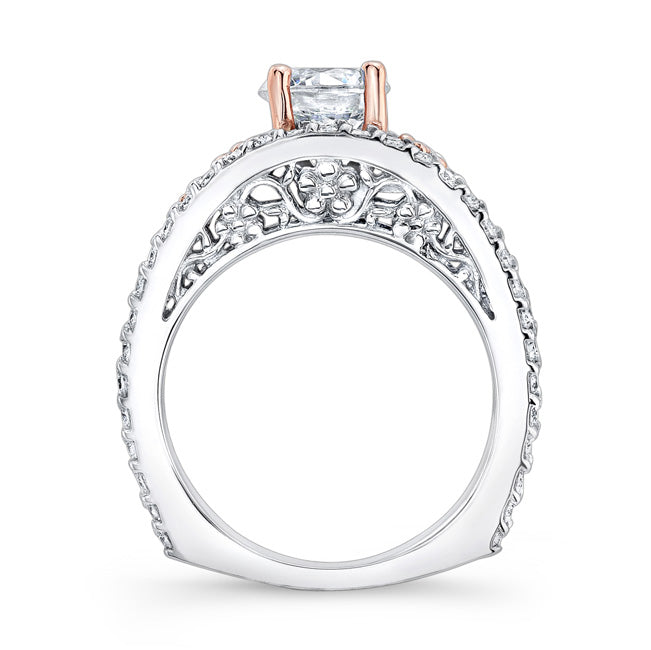 White & Rose Gold Engagement Ring