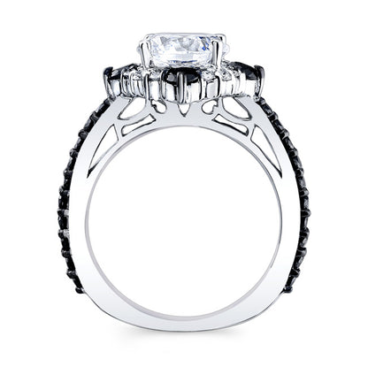 Black Diamond Halo Engagement Ring