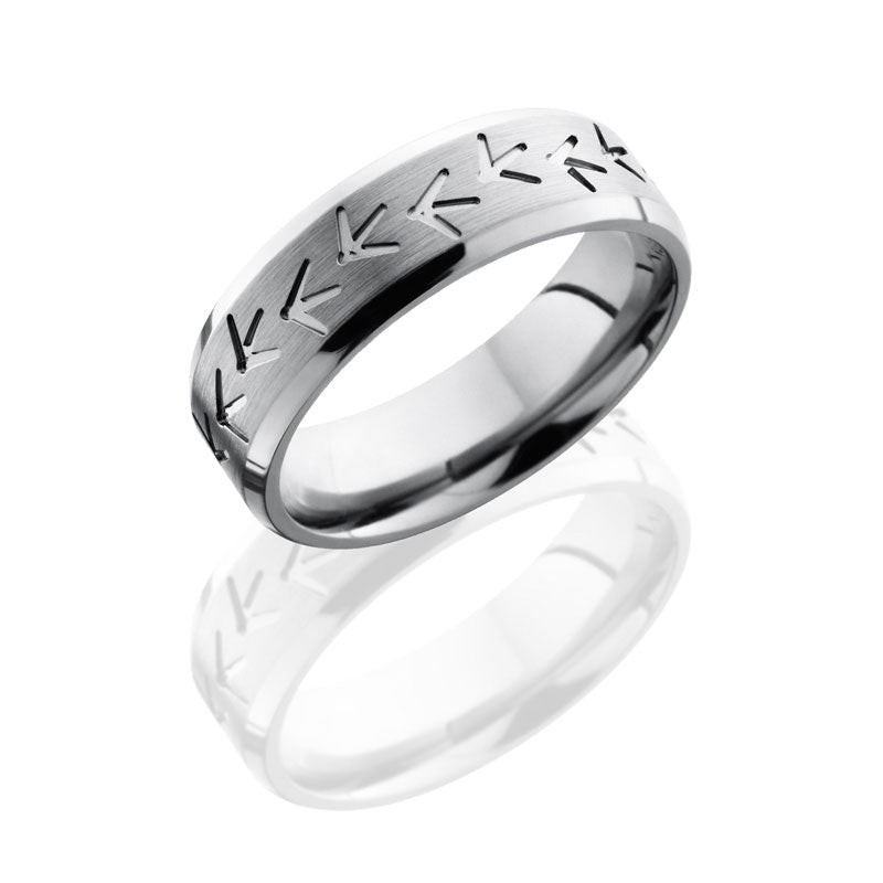 Lashbrook Titanium 7mm Beveled Band With Turkey Track Pattern 7BTURKEYTRACK