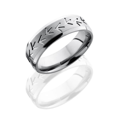Lashbrook Titanium 7mm Beveled Band With Turkey Track Pattern 7BTURKEYTRACK