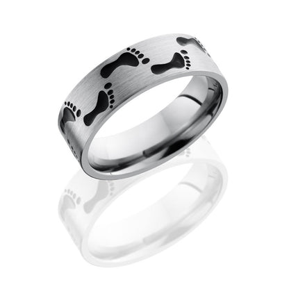 Lashbrook Titanium 7mm Flat Band With Footprint Pattern 7FFOOTPRINTA