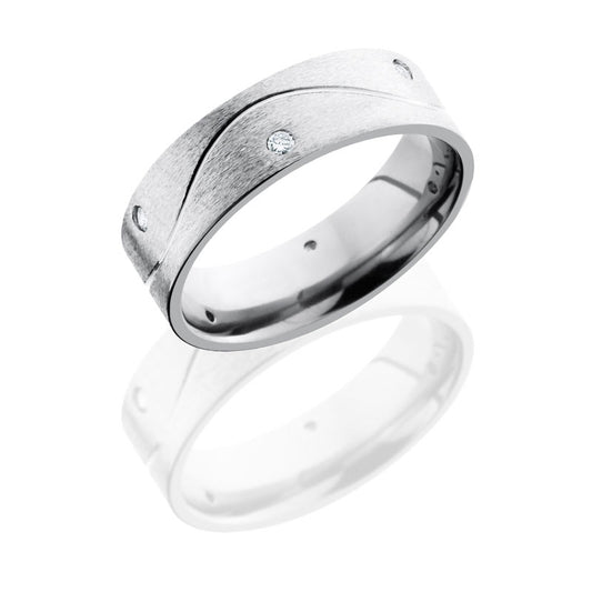 Lashbrook Titanium 7mm Flat With Infinity And Flush Set White Round Diamonds 7FHALFINFDIA6X.03F
