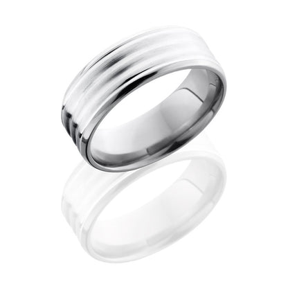 Lashbrook Titanium 8mm Beveled Band With Sterling Silver Inlay 8BDDD16/SS