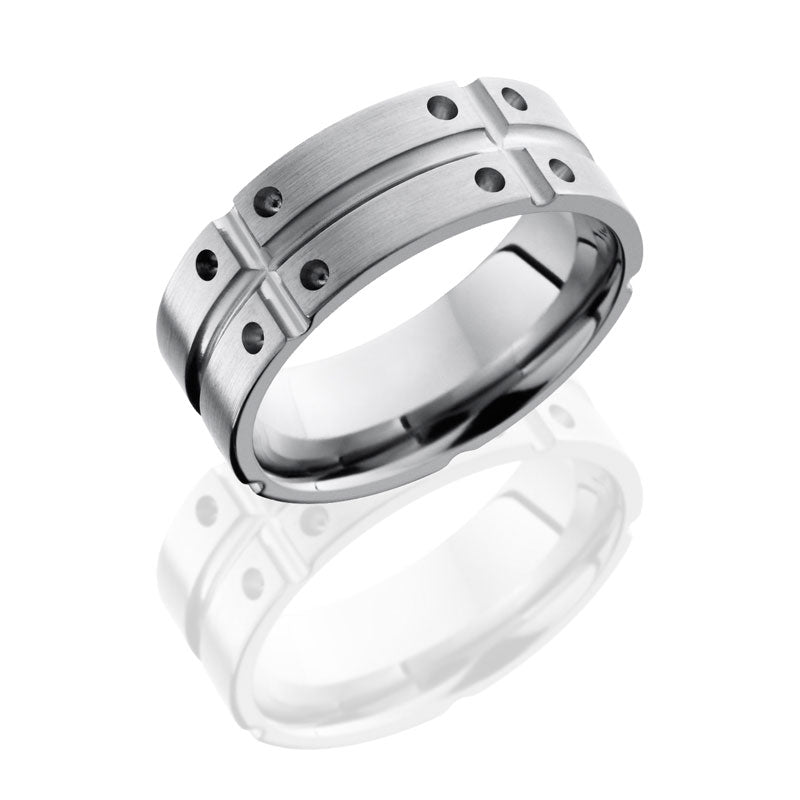 Lashbrook Titanium 8mm Flat Band With Segmented Pattern 8F11V5SEGD
