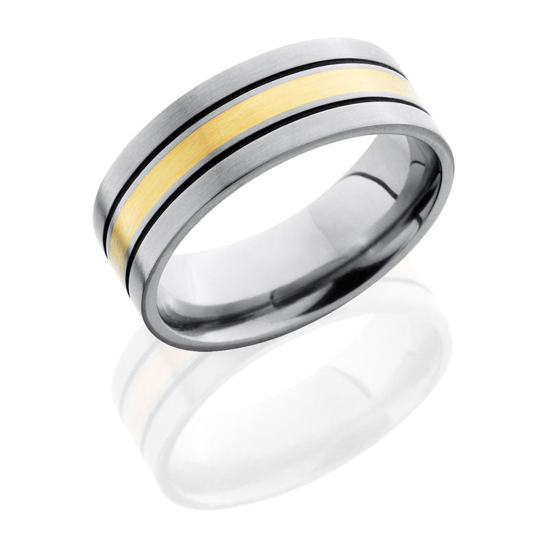 Lashbrook Titanium 8mm Flat Band With 2mm 14Ky 8F12A/14KY