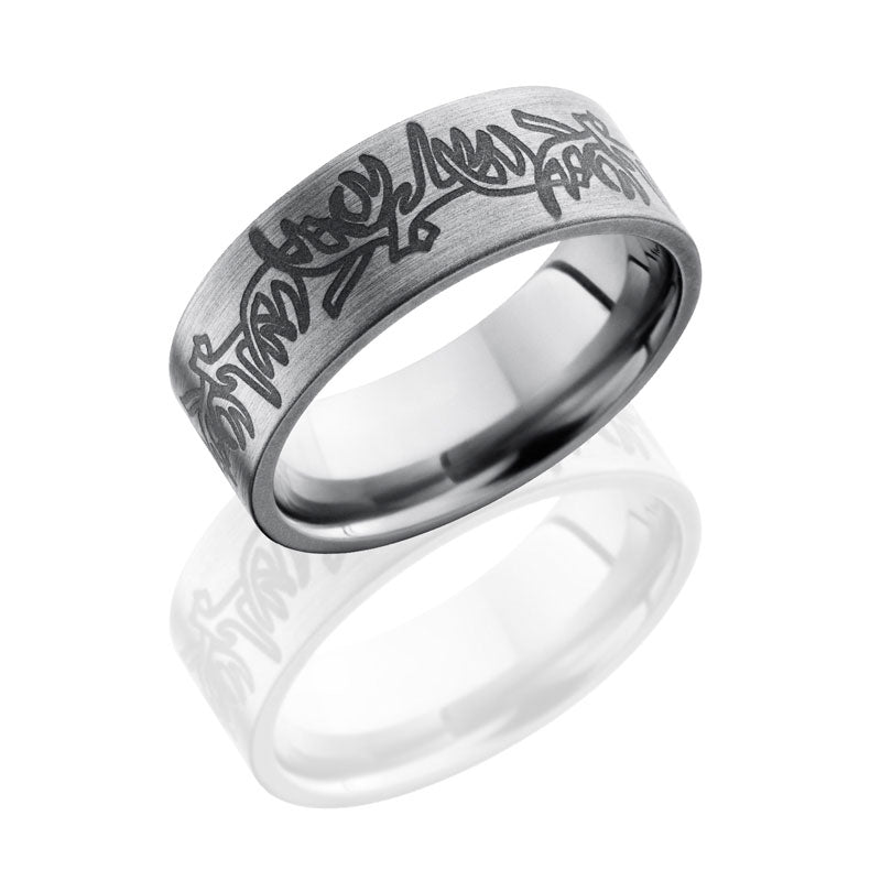 Lashbrook Titanium 8mm Flat Band With Antler Pattern 8FANTLERS