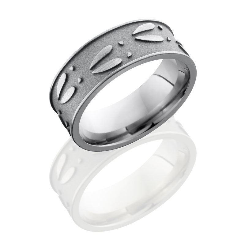 Lashbrook Titanium 8mm Flat Band With Deer Track Pattern 8FDEERU