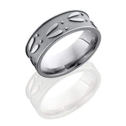Lashbrook Titanium 8mm Flat Band With Deer Track Pattern 8FDEERU