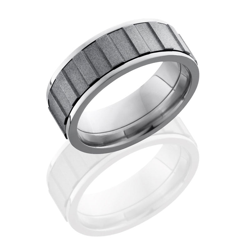 Lashbrook Titanium 8mm Flat, Spinner Band With Gear Pattern 8FGEARSPINNER