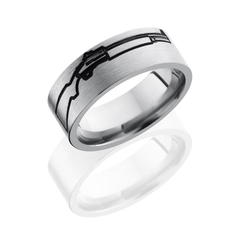 Lashbrook Titanium 8mm Flat Band With Gun Pattern 8FGUN1A