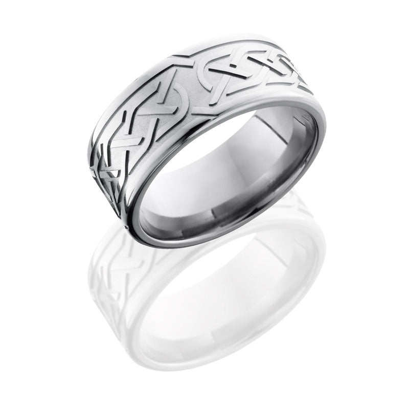 Lashbrook Titanium 9mm Flat Band With Celtic Pattern 9FCELTIC5