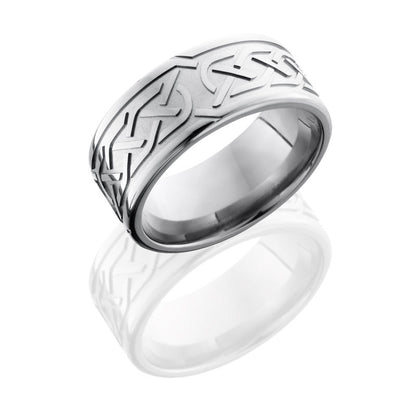 Lashbrook Titanium 9mm Flat Band With Celtic Pattern 9FCELTIC5