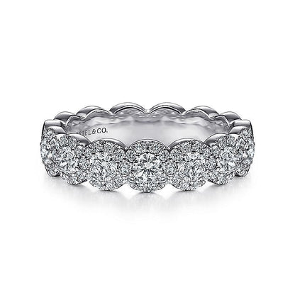 Gabriel & Co. AN14686W44JJ 14K White Gold Round Diamond Halo Anniversary Band