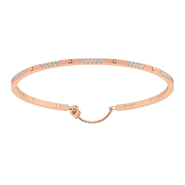 14k Pink Gold Diamond Bangle
