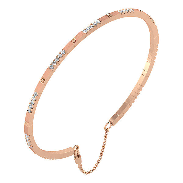 14k Pink Gold Diamond Bangle