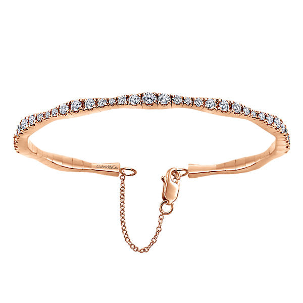 14k Pink Gold Diamond Bangle