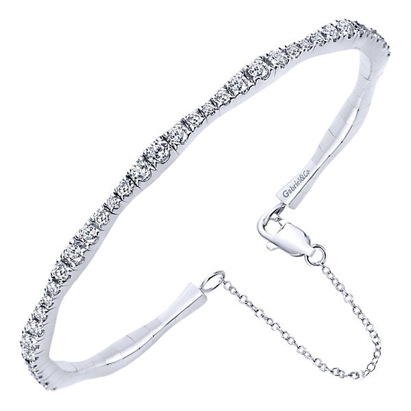 14k White Gold Diamond Bangle