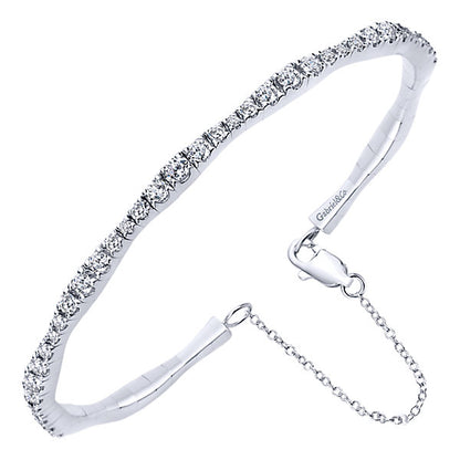 14k White Gold Diamond Bangle