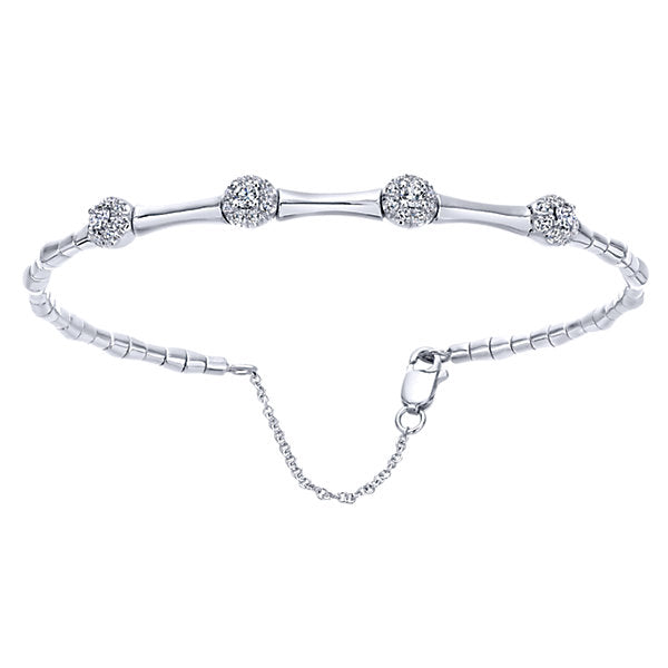 14k White Gold Diamond Bangle