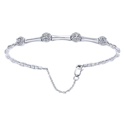 14k White Gold Diamond Bangle