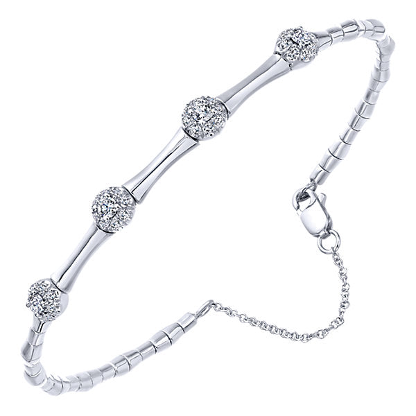 14k White Gold Diamond Bangle