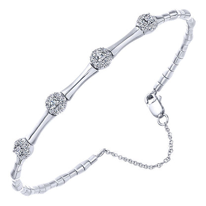 14k White Gold Diamond Bangle