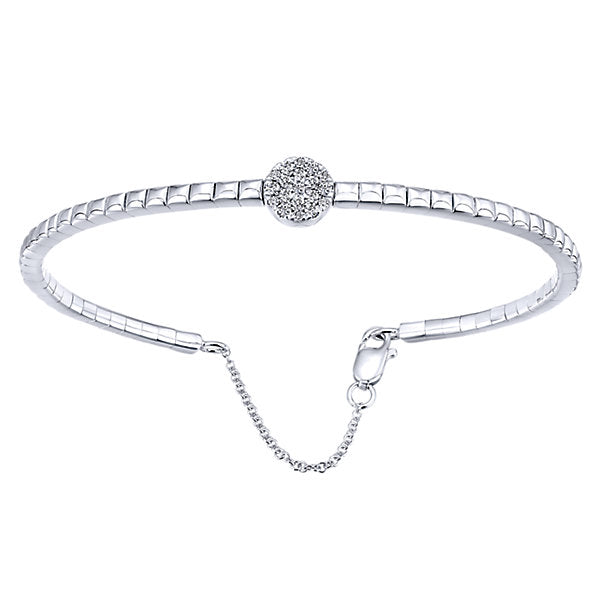 14k White Gold Diamond Bangle