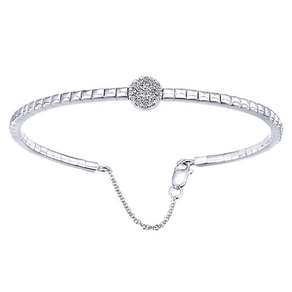 14k White Gold Diamond Bangle