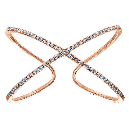 14k Pink Gold Diamond Bangle