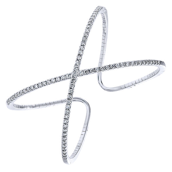 14k White Gold Diamond Bangle