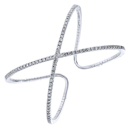 14k White Gold Diamond Bangle