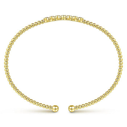 Gabriel & Co. BG4116-62Y45JJ 14K Yellow Gold Bujukan Bead Cuff Bracelet with Cluster Diamond Stations