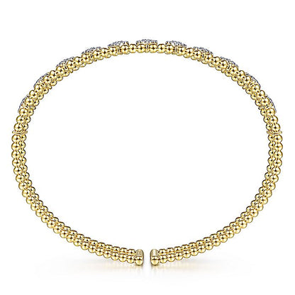 Gabriel & Co. BG4232-62Y45JJ 14K Yellow Gold Bujukan Cuff Bracelet with Pave Diamond Connectors in size 6.25