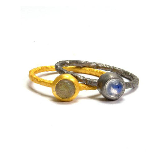 Mikros Petite Cabachon Gemstone Stacking Rings