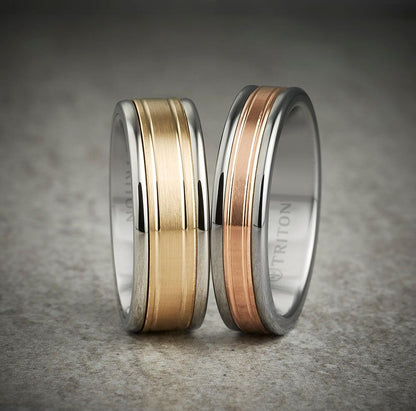 6MM Black Tungsten Carbide Ring - Double Engraved 14K White Gold Insert with Round Edge