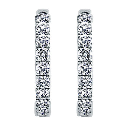 14k White Gold Diamond Classic Hoop Earrings