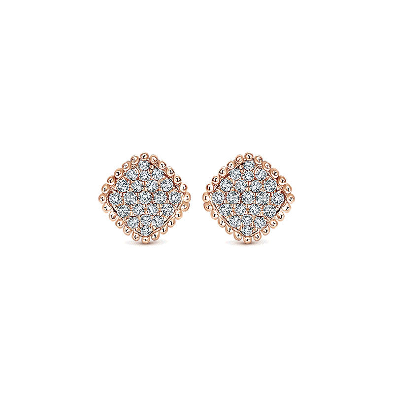 Gaby Earrings 14k Pink Gold Diamond Stud