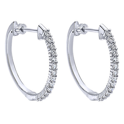 14k White Gold Diamond Classic Hoop Earrings