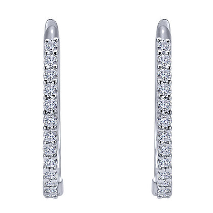 14k White Gold Diamond Classic Hoop Earrings