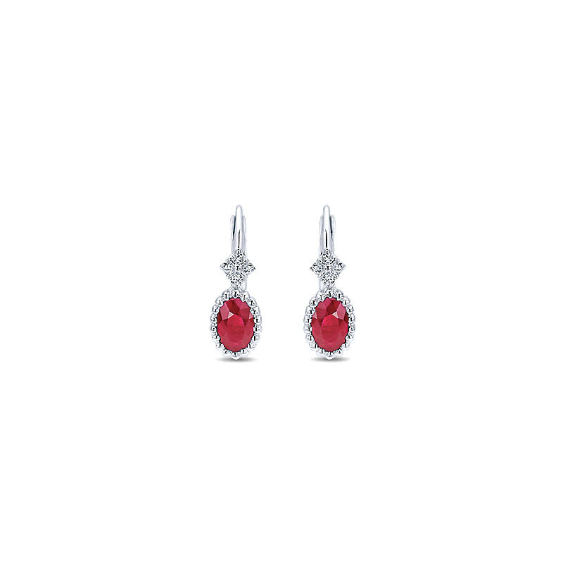 Gaby Earrings 14k White Gold Diamond And Ruby Drop