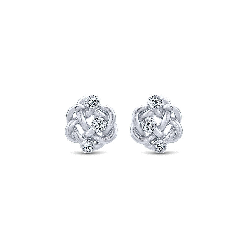 Gaby Earrings 925 Silver Diamond Stud