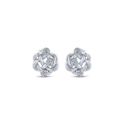 Gaby Earrings 925 Silver Diamond Stud