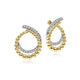 14K Yellow Gold Bujukan Open Double Row Ball and Diamond Bypass Hoop Earrings