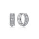 Wide 14K White Gold 15mm 3 Row Diamond Huggie Earrings