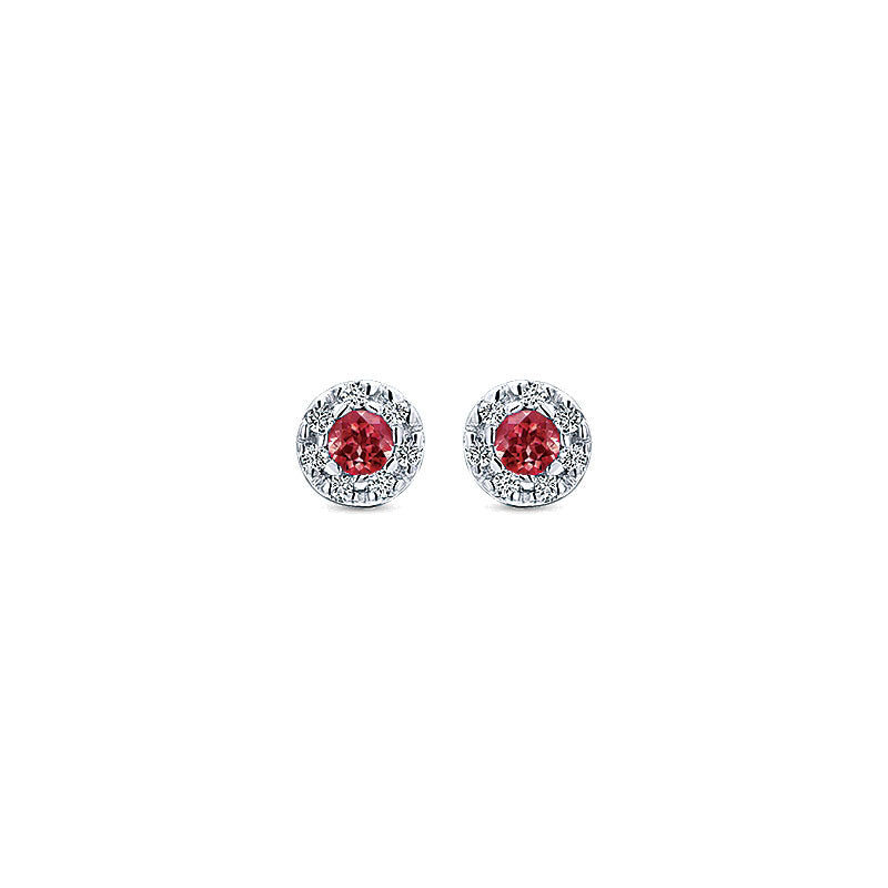 Gaby Earrings 14k White Gold Diamond And Ruby Stud