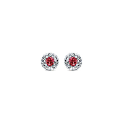 Gaby Earrings 14k White Gold Diamond And Ruby Stud
