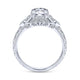 Unique 18K White Gold Vintage Inspired Diamond Halo Engagement Ring
