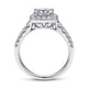 Vintage Inspired 14K White Gold Princess Halo Diamond Engagement Ring